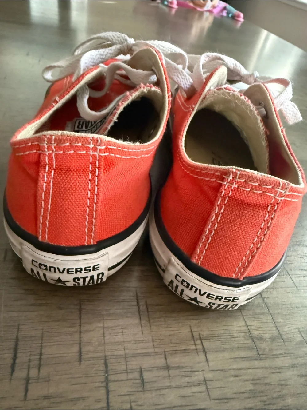 Converse Kids Low-Top Canvas Sneakers in Orange-Red with White Accents